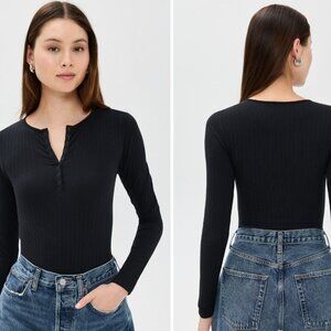 NWT Yummie Katrina Cotton Ribbed Sea Bodysuit in Black